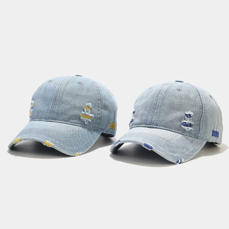 Vintage Washed Denim Cap – Unisex Street Style Snapback