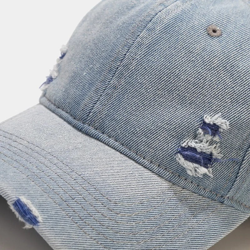 Vintage Washed Denim Cap – Unisex Street Style Snapback