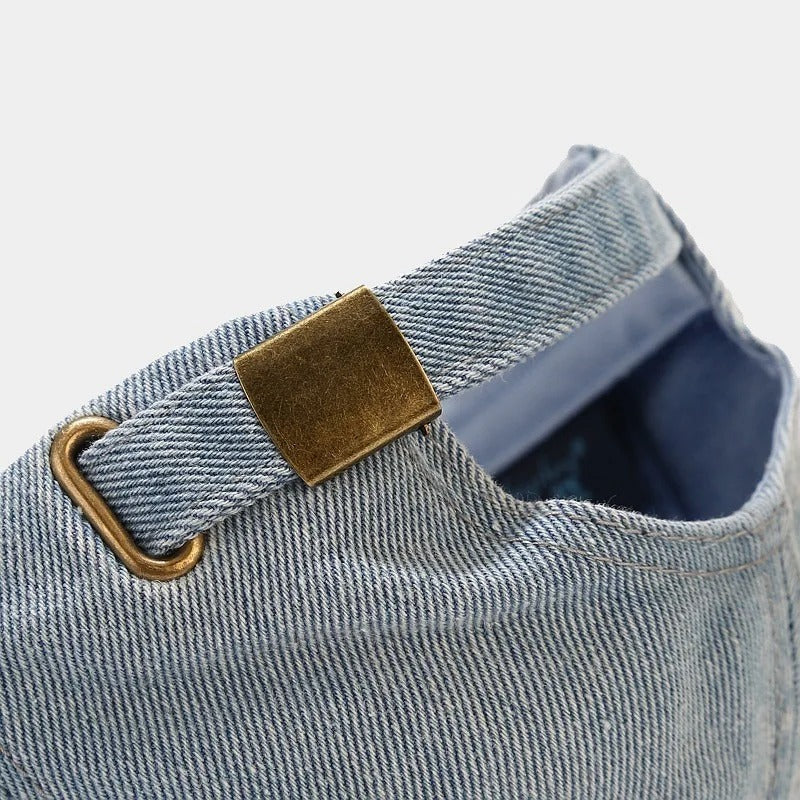 Vintage Washed Denim Cap – Unisex Street Style Snapback