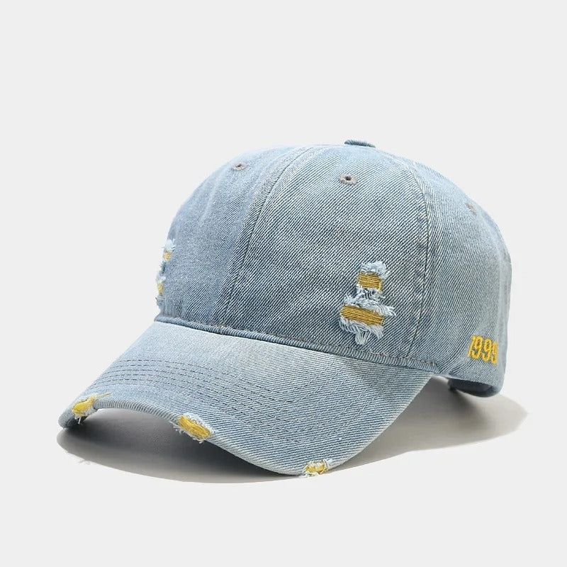 Vintage Washed Denim Cap – Unisex Street Style Snapback